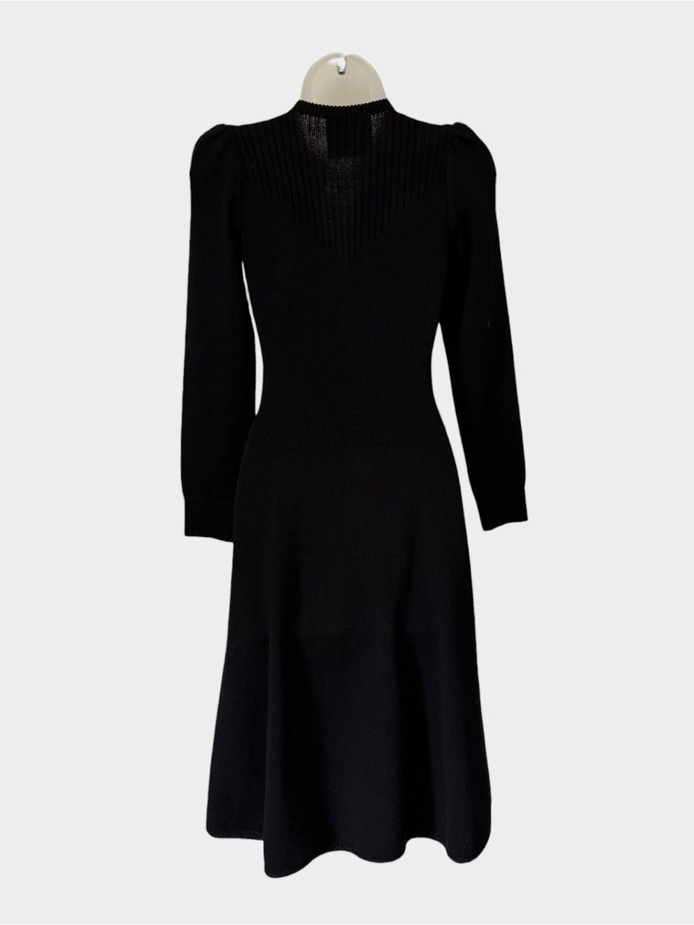 ST. JOHN by Marie Gray | Vintage 1970s Black Santana Knit Gold Button Midi Dress - Picture 4 of 7